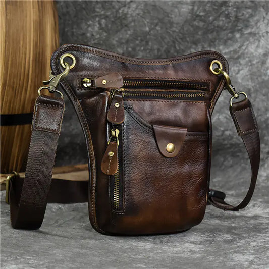 Men's Genuine Leather Big Leg Crossbody Shoulder Bag