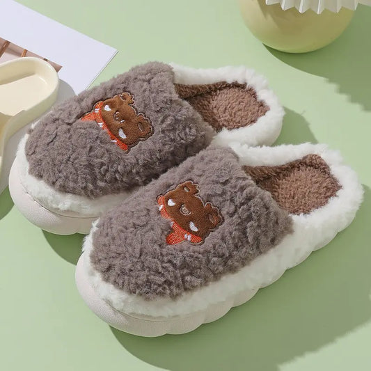 Winter Cartoon Thick Sole Cotton Slippers for Home
