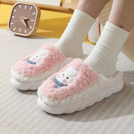 Winter Cartoon Thick Sole Cotton Slippers for Home