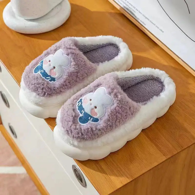 Winter Cartoon Thick Sole Cotton Slippers for Home