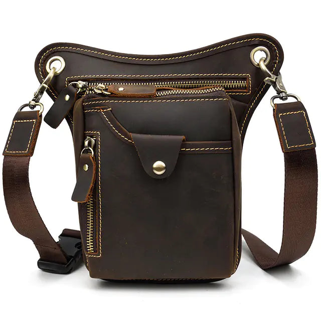 Men's Genuine Leather Big Leg Crossbody Shoulder Bag