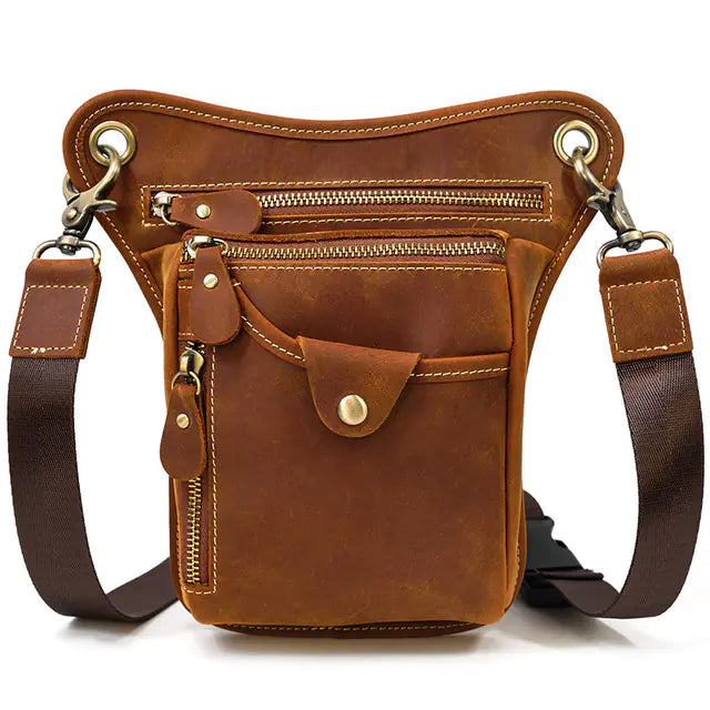 Men's Genuine Leather Big Leg Crossbody Shoulder Bag