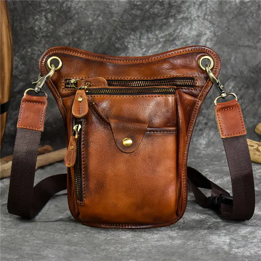 Men's Genuine Leather Big Leg Crossbody Shoulder Bag