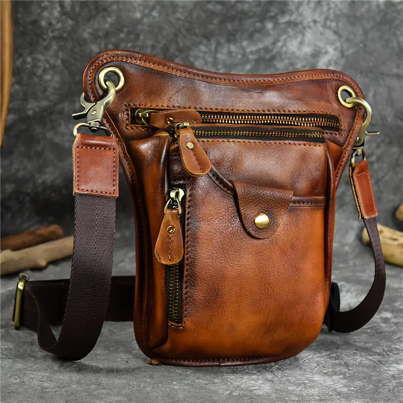 Men's Genuine Leather Big Leg Crossbody Shoulder Bag