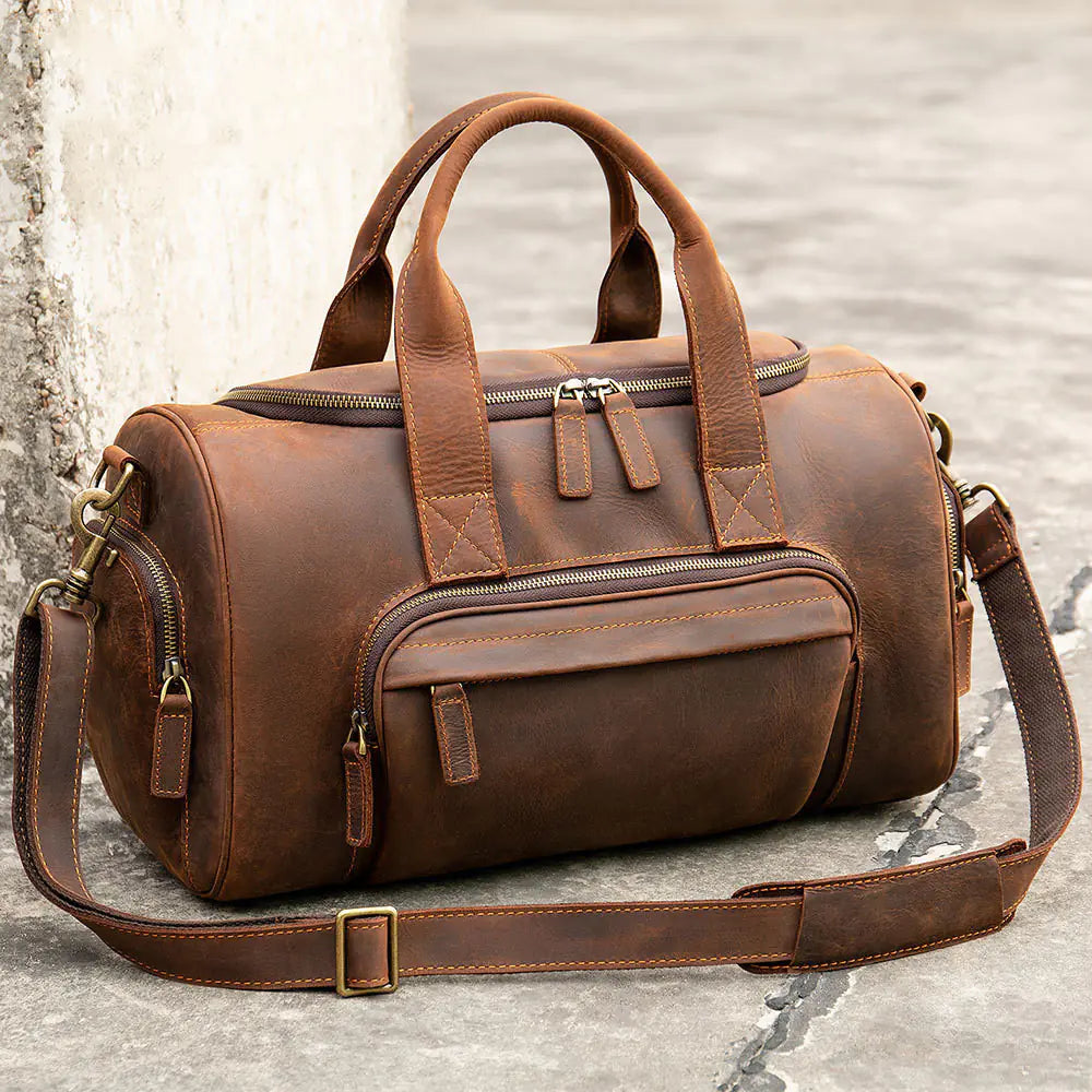 Handmade Retro Leather Men's Large Capacity Luggage Bag