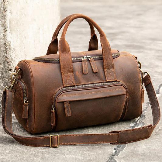 Handmade Retro Leather Men's Large Capacity Luggage Bag
