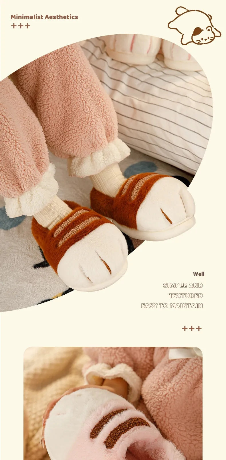 COZY FOX AUTUMAL PAW SLIPPERS