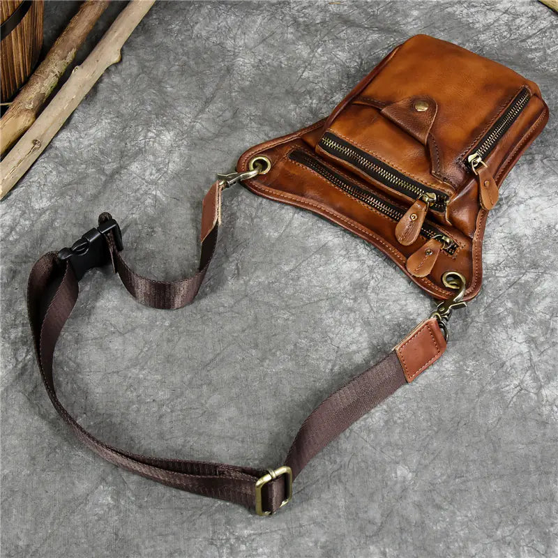 Men's Genuine Leather Big Leg Crossbody Shoulder Bag