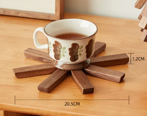 FORESTED WALNUT WOOD HEAT INSULATED COASTERS